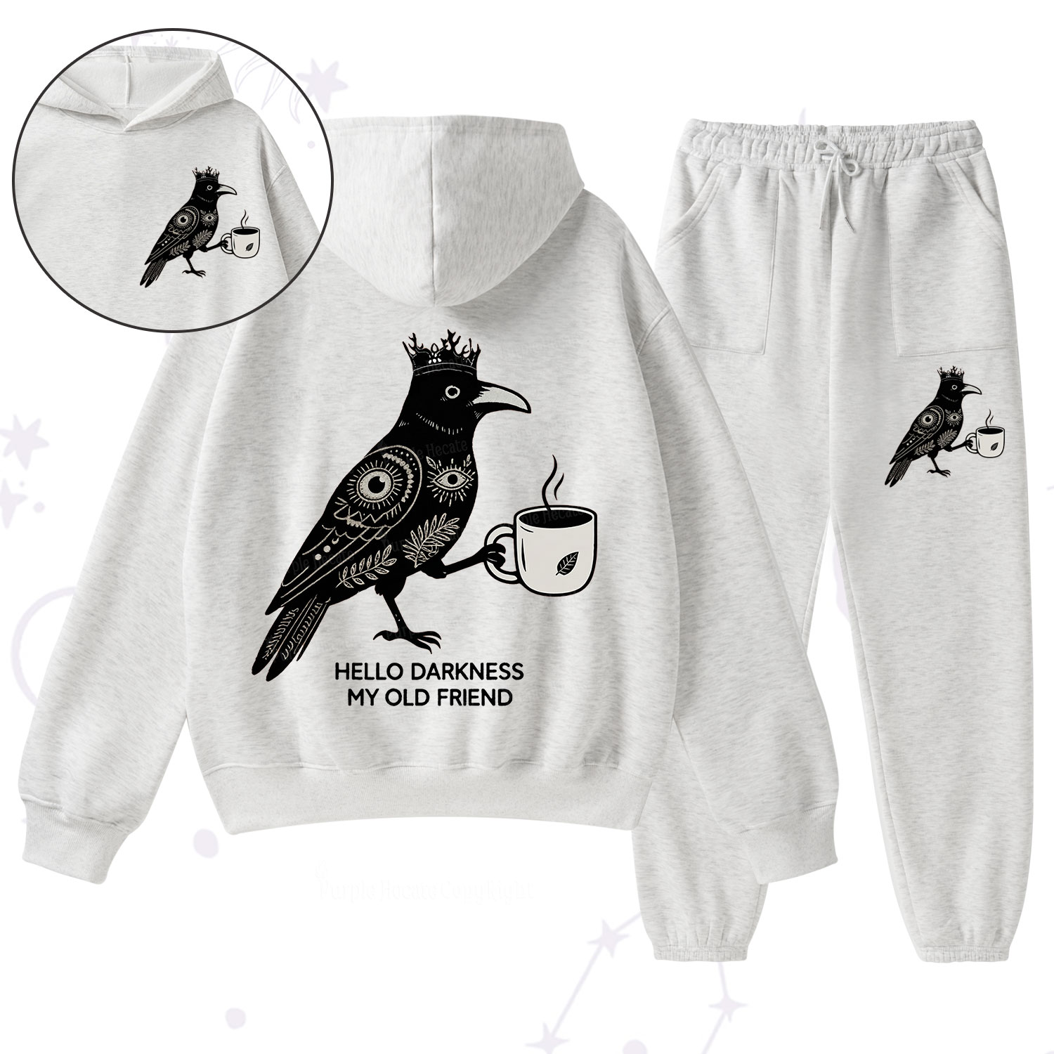 Purplehecate Hello Darkness My Old Friend Fleece Hoodie Suit