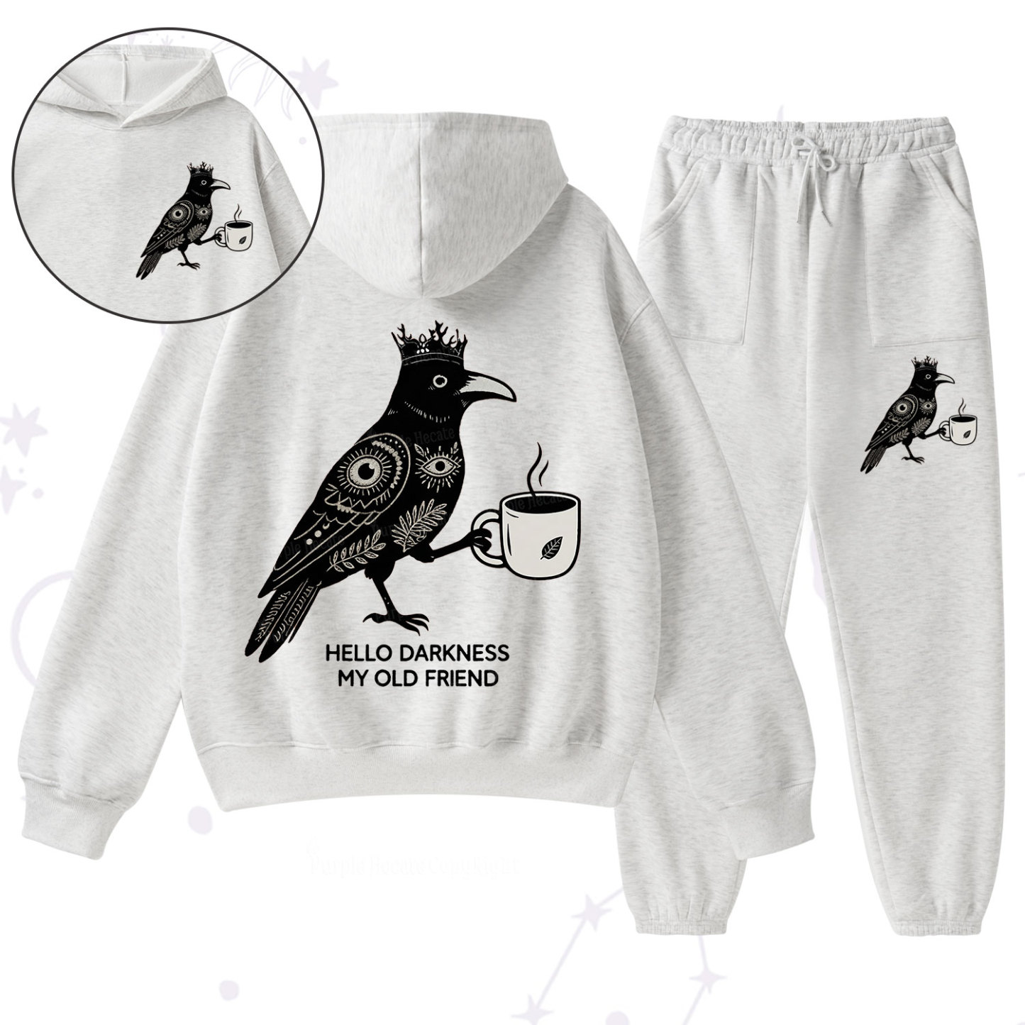 Purplehecate Hello Darkness My Old Friend Fleece Hoodie Suit