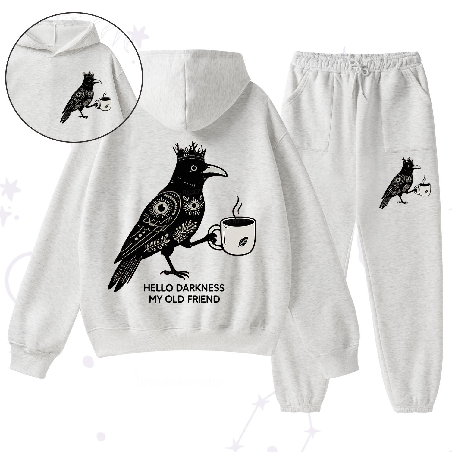 Purplehecate Hello Darkness My Old Friend Fleece Hoodie Suit