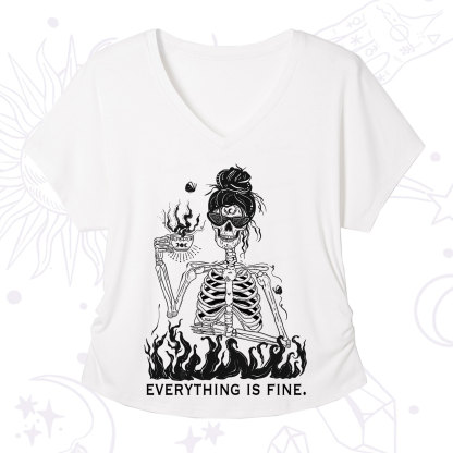 Purplehecate Everything Is Fine V-Neck T-Shirt