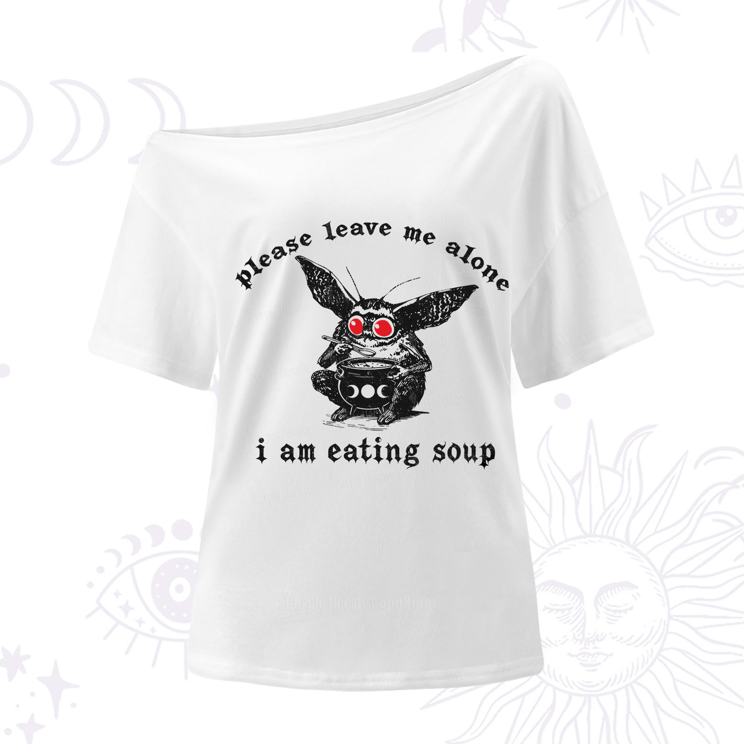 Purplehecate Mothman Eating Soup One Shoulder T-Shirt