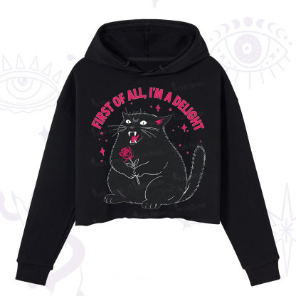 Purplehecate First Of All I'm A Delight Cat Crop Hoodie