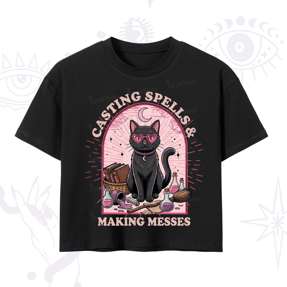 Purplehecate Casting Spells Making Messes Cat Crop T-Shirt