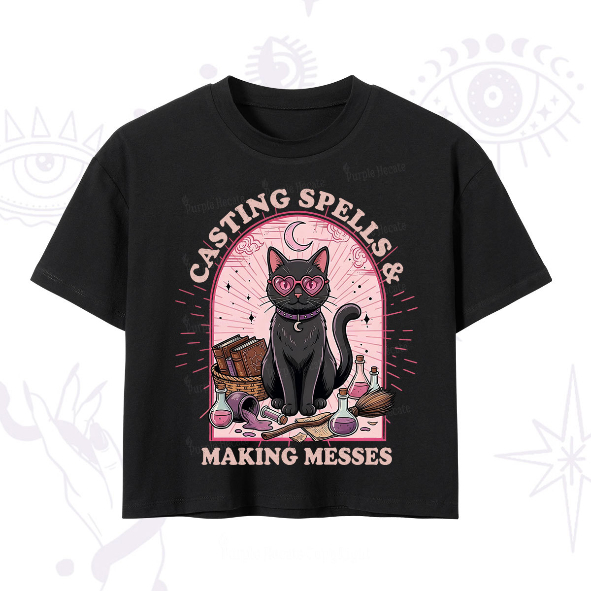 Purplehecate Casting Spells Making Messes Cat Crop T-Shirt