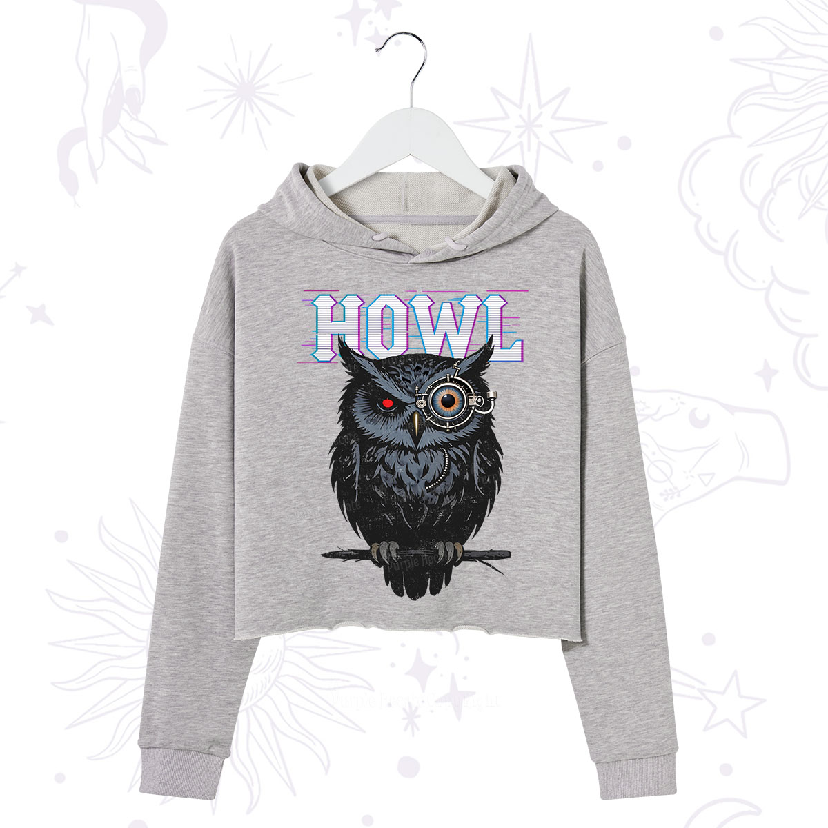 Purplehecate Howl Owl Crop Hoodie