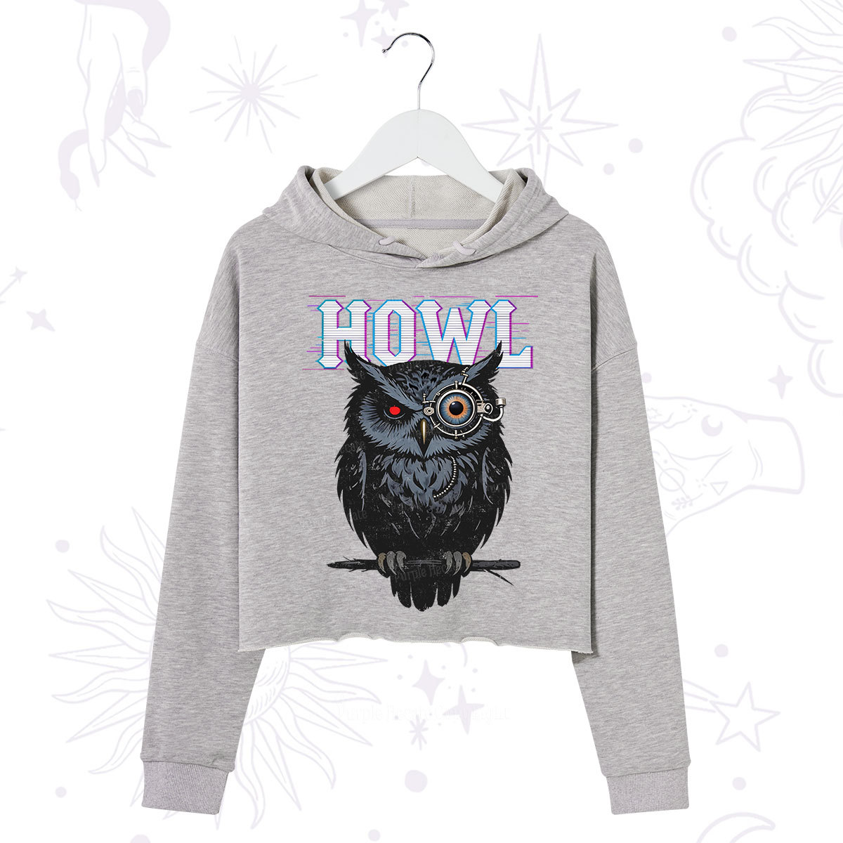 Purplehecate Howl Owl Crop Hoodie