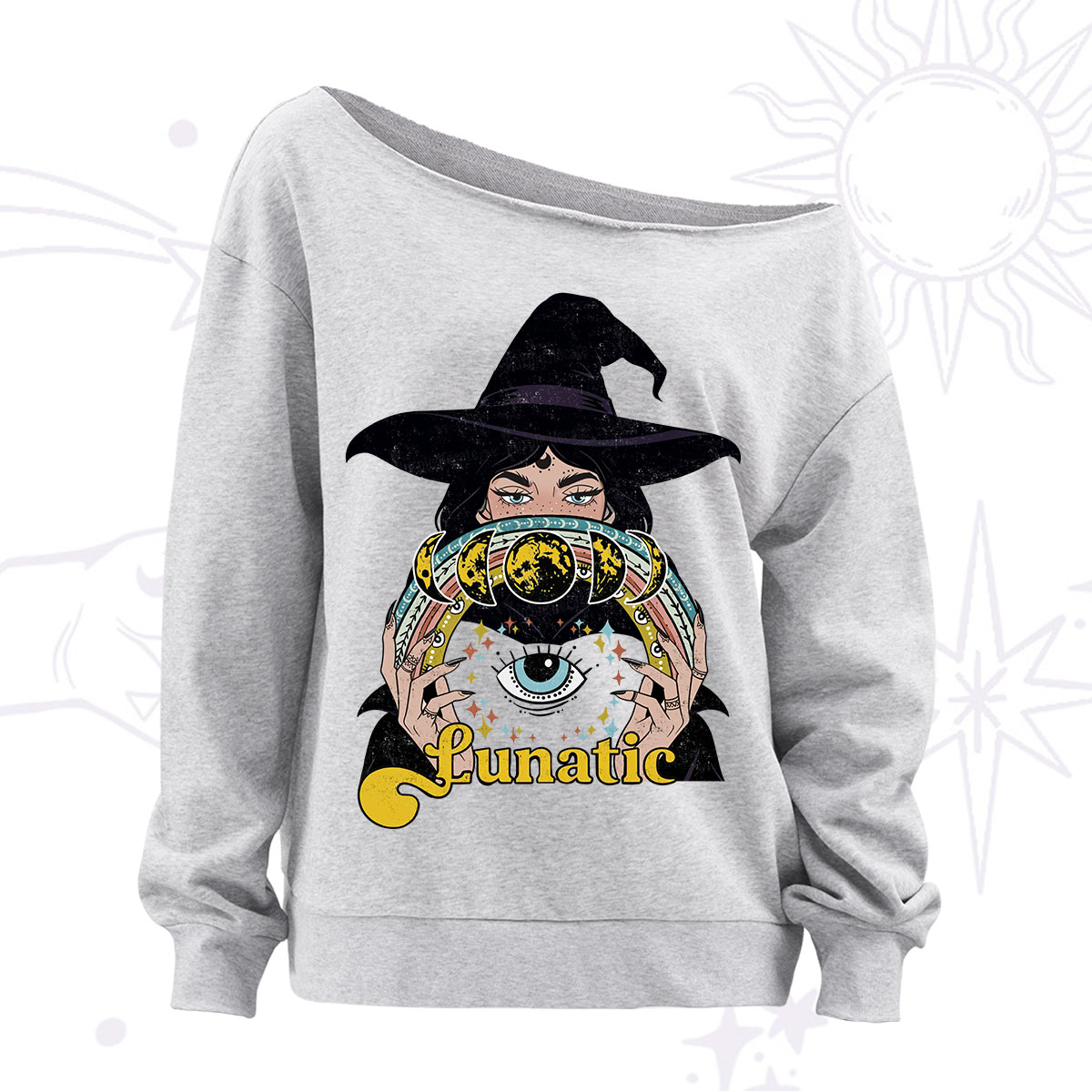 Purplehecate Witch of the Lunatic Moon Phase Off The Shoulder Sweatshirt