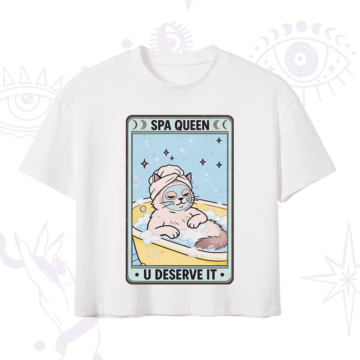 Purplehecate The Spa Queen Cat Tarot Crop T-Shirt