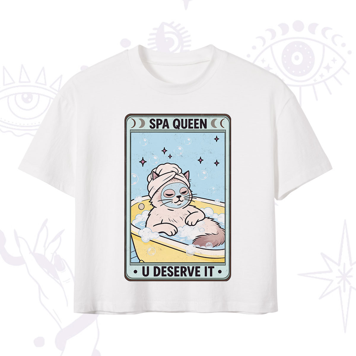 Purplehecate The Spa Queen Cat Tarot Crop T-Shirt