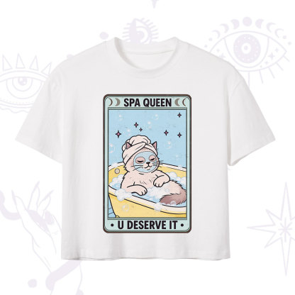 Purplehecate The Spa Queen Cat Tarot Crop T-Shirt