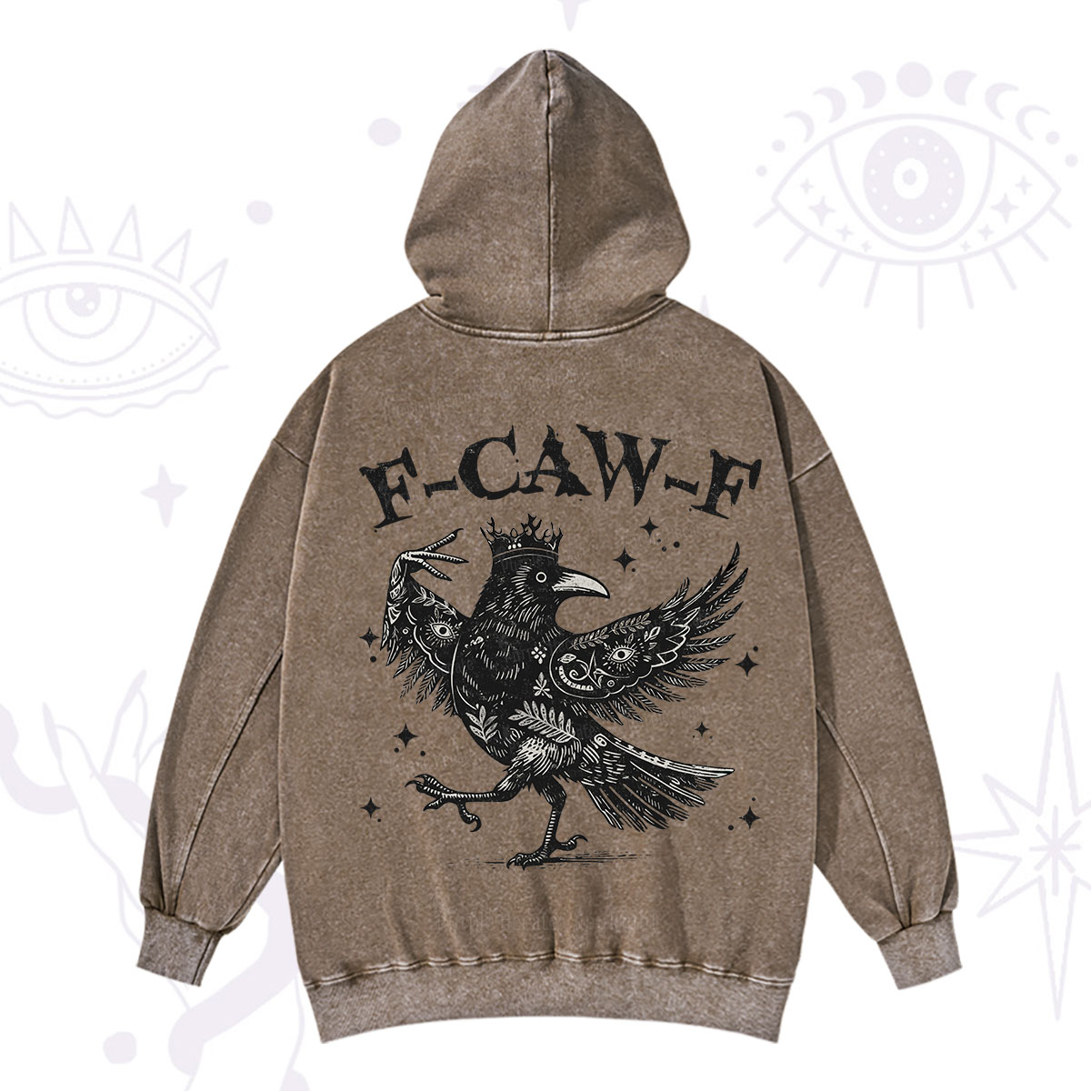 Purplehecate F-caw-f Funny Crow Washed Hoodie