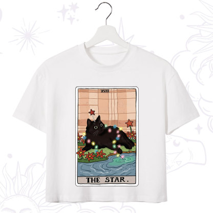 Purplehecate The Star Cat Tarot Card Crop T-Shirt