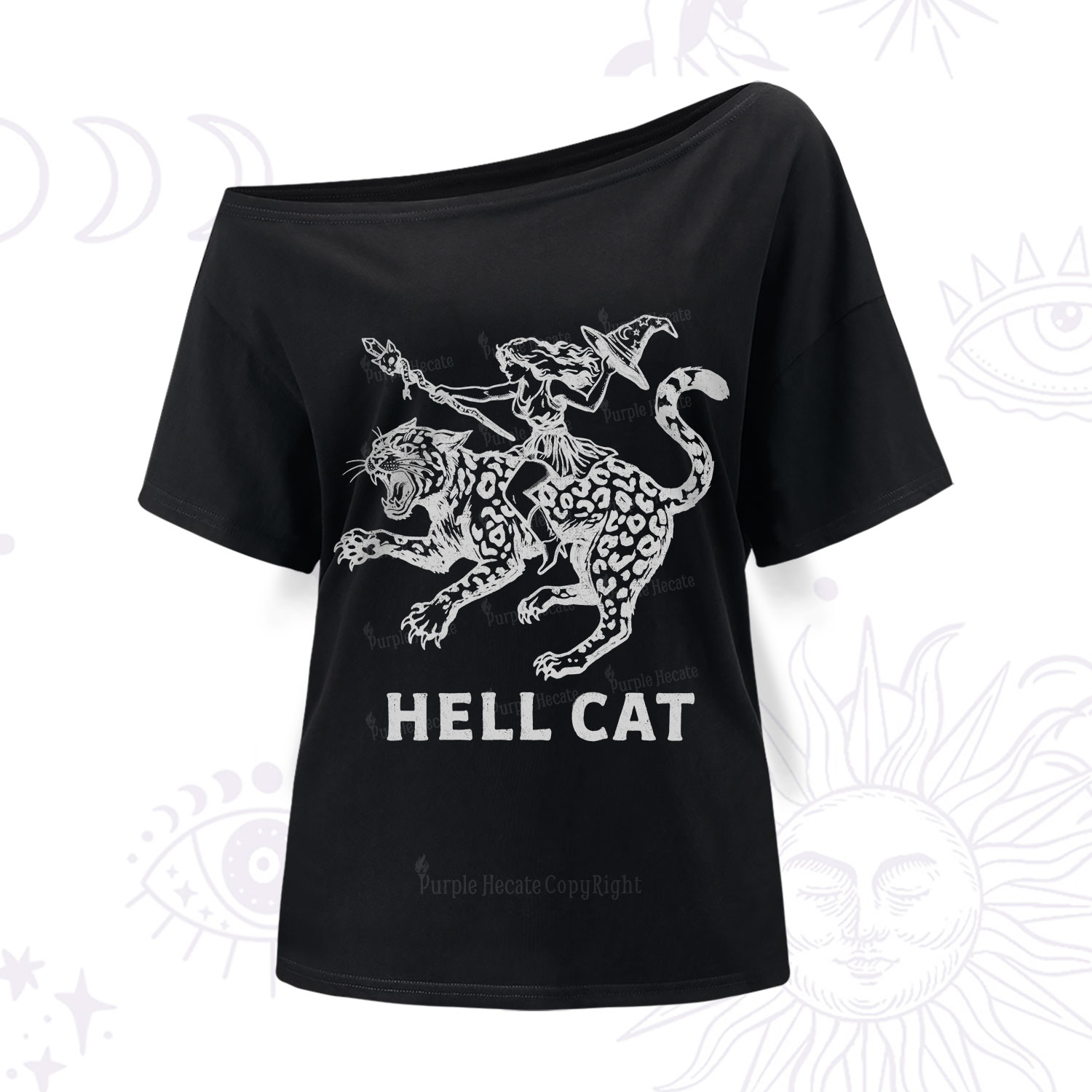 Purplehecate Hex Girl Hell Cat One Shoulder T-Shirt