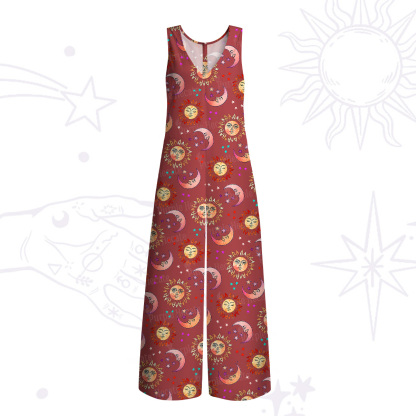 Purplehecate Dancing Suns and Lunar Dreams Wide Leg Jumpsuit