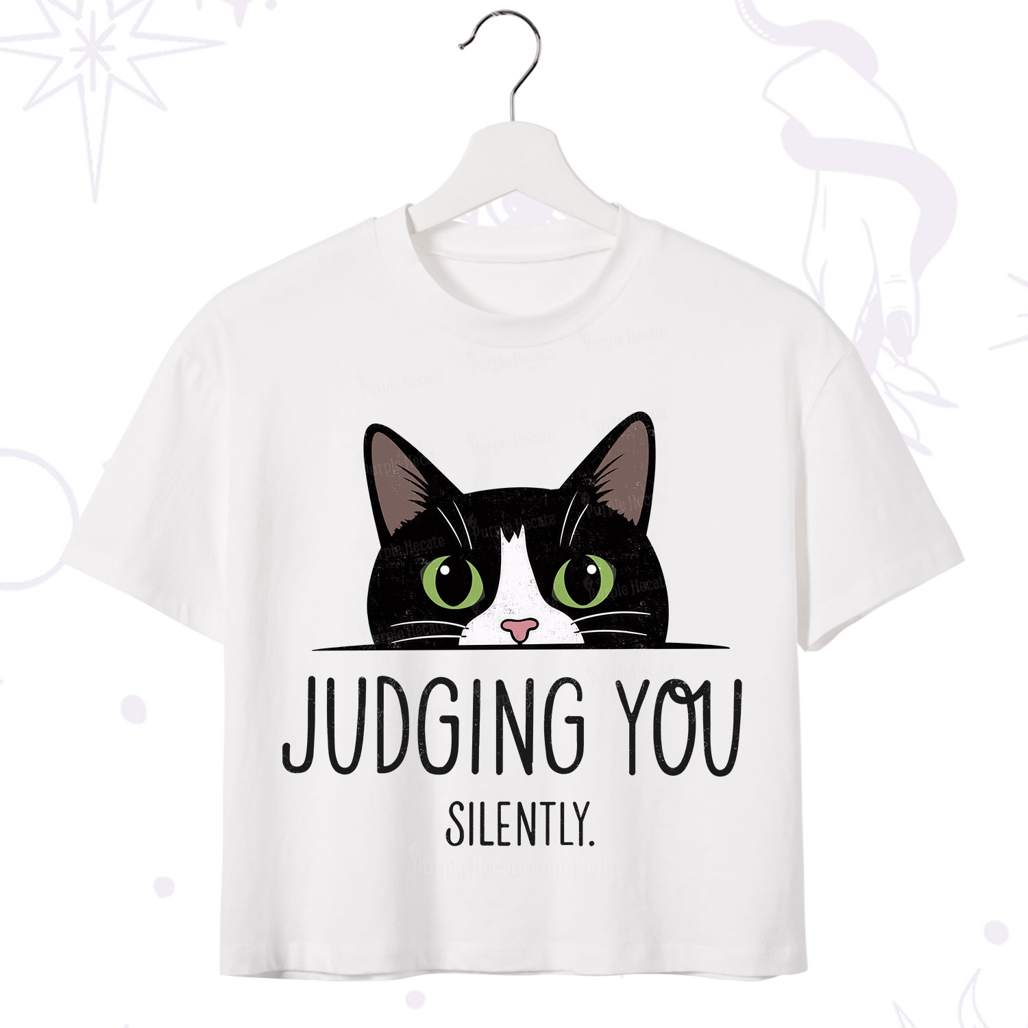Purplehecate Cute Cat Judging You Silently Crop T-Shirt