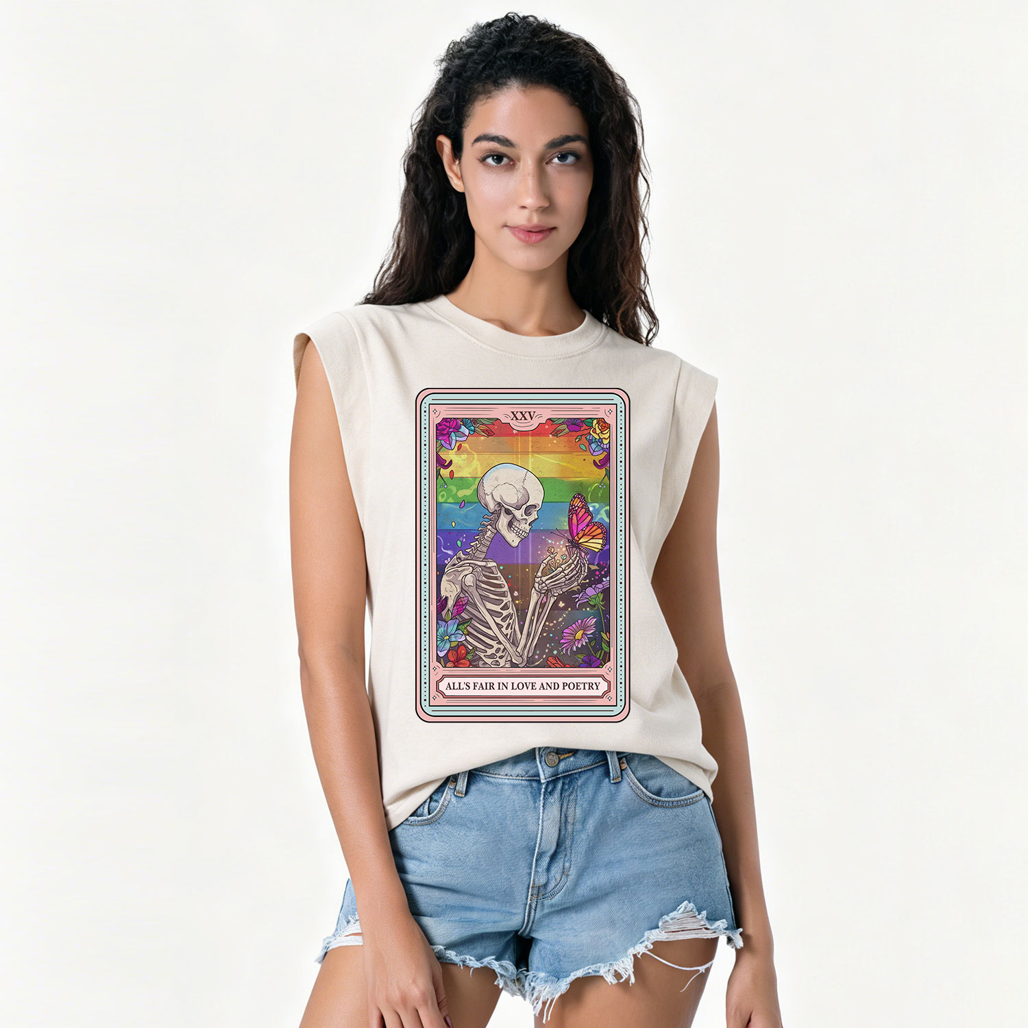 Purplehecate The All's Fair in Love and Poetry Skeleton Tarot Vintage Washed Tank