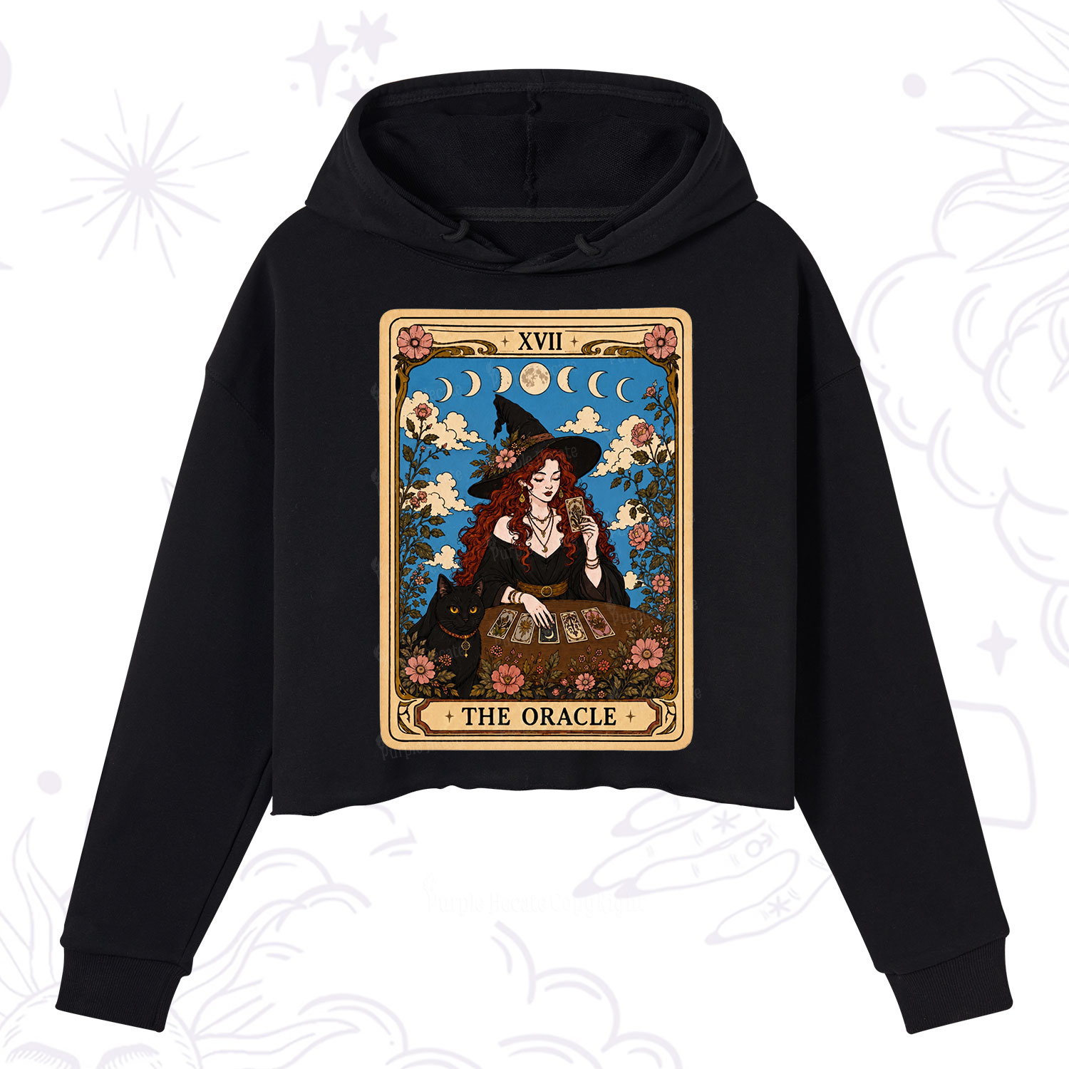 Purplehecate The Oracle Witch Tarot Crop Hoodie
