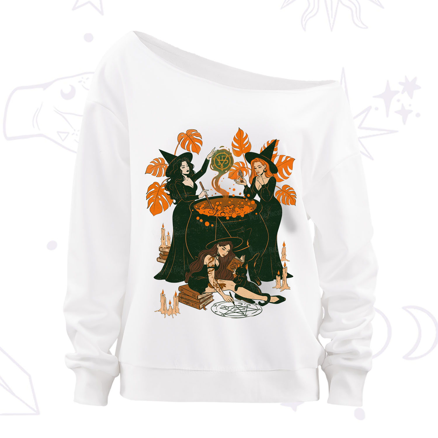 Purplehecate Midnight Potion Ritual Halloween Off The Shoulder Sweatshirt