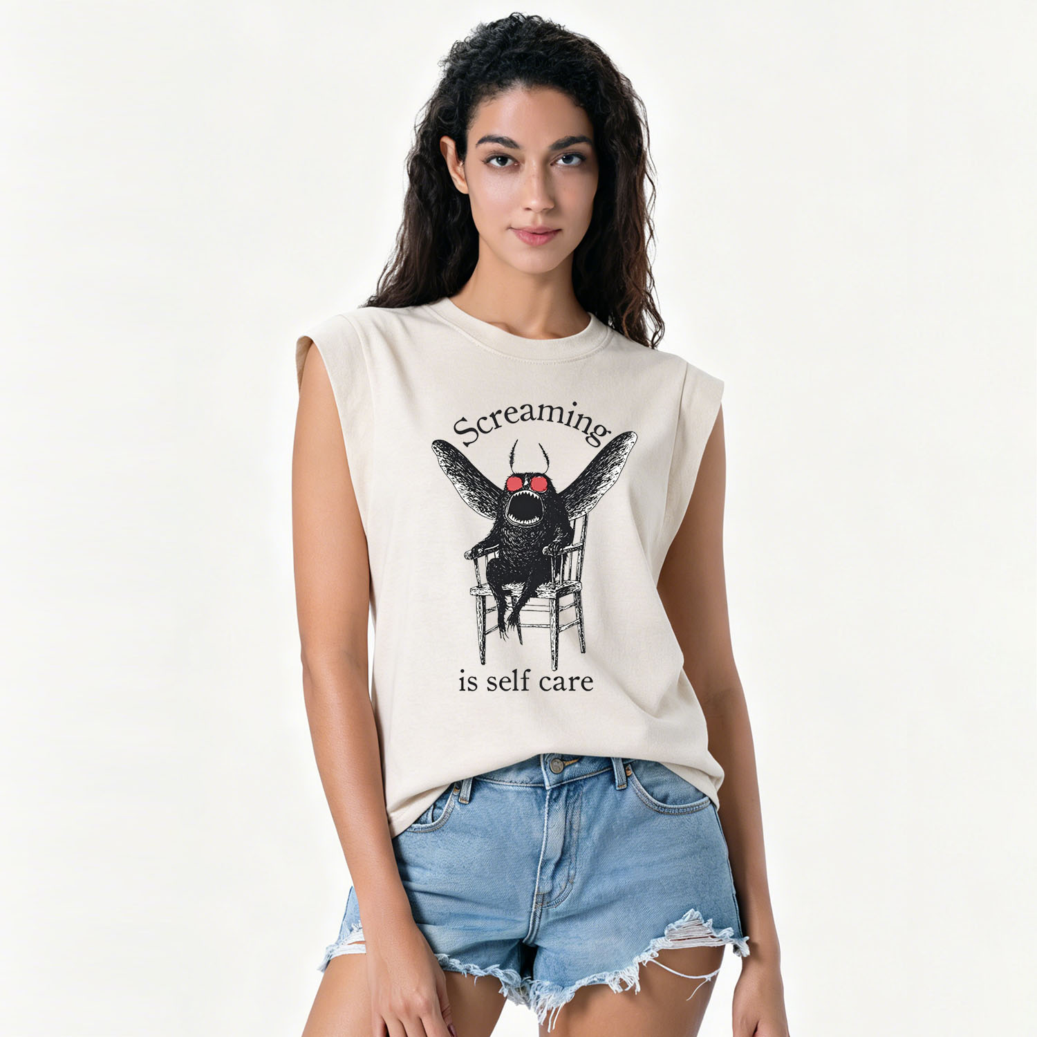 Purplehecate Mothman Screaming Vintage Washed Tank