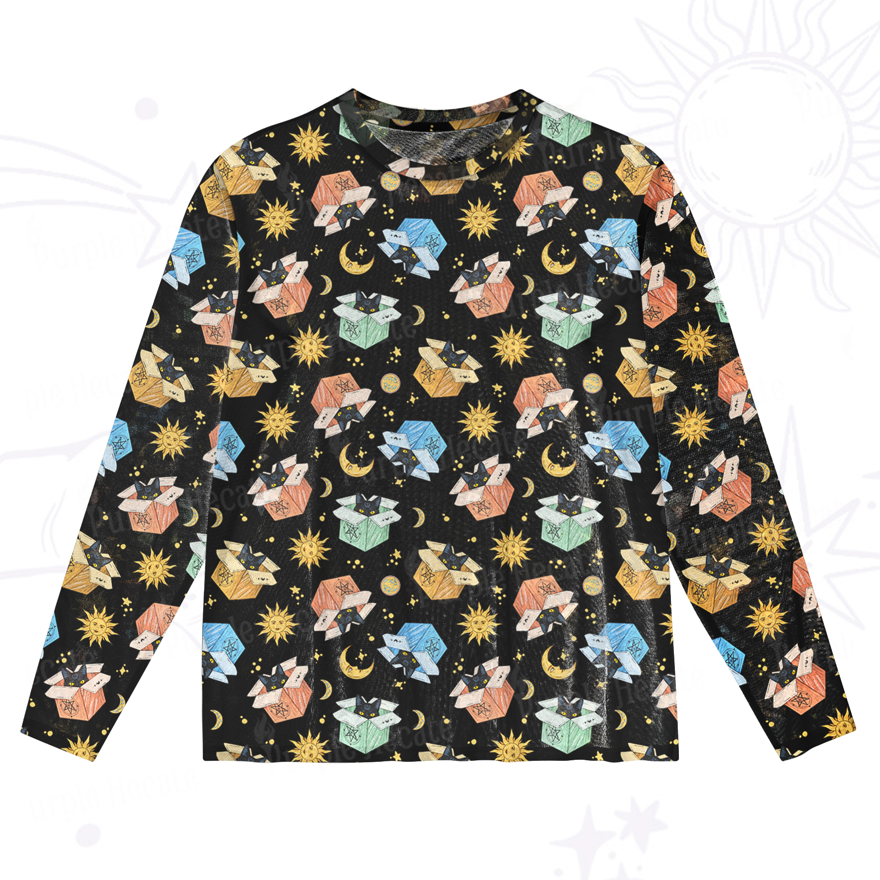 Purplehecate The Hermit Cat Mesh Long Sleeve Top