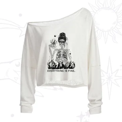Purplehecate Everything Is Fine One Shoulder Crop Shirt
