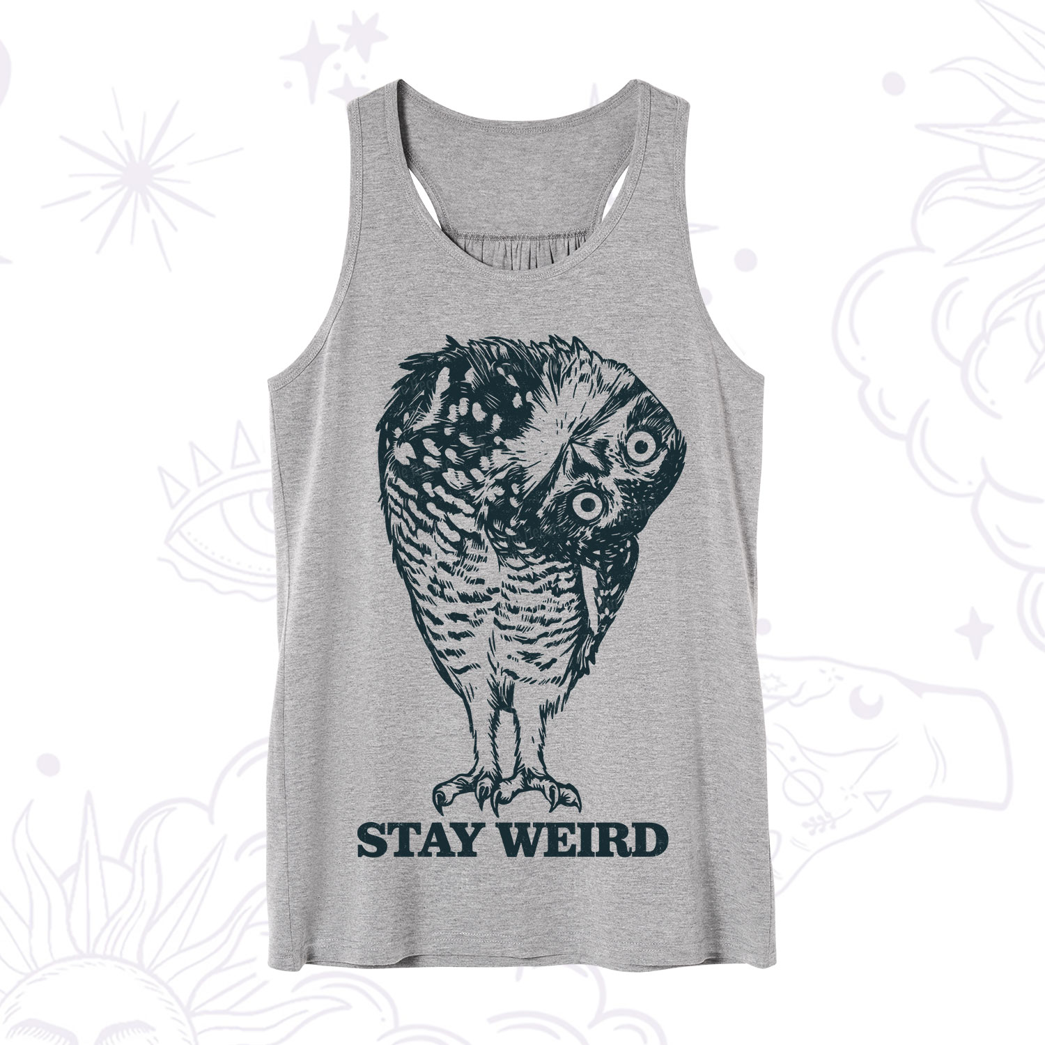 Purplehecate Stay Weird Innocent Owl Tank