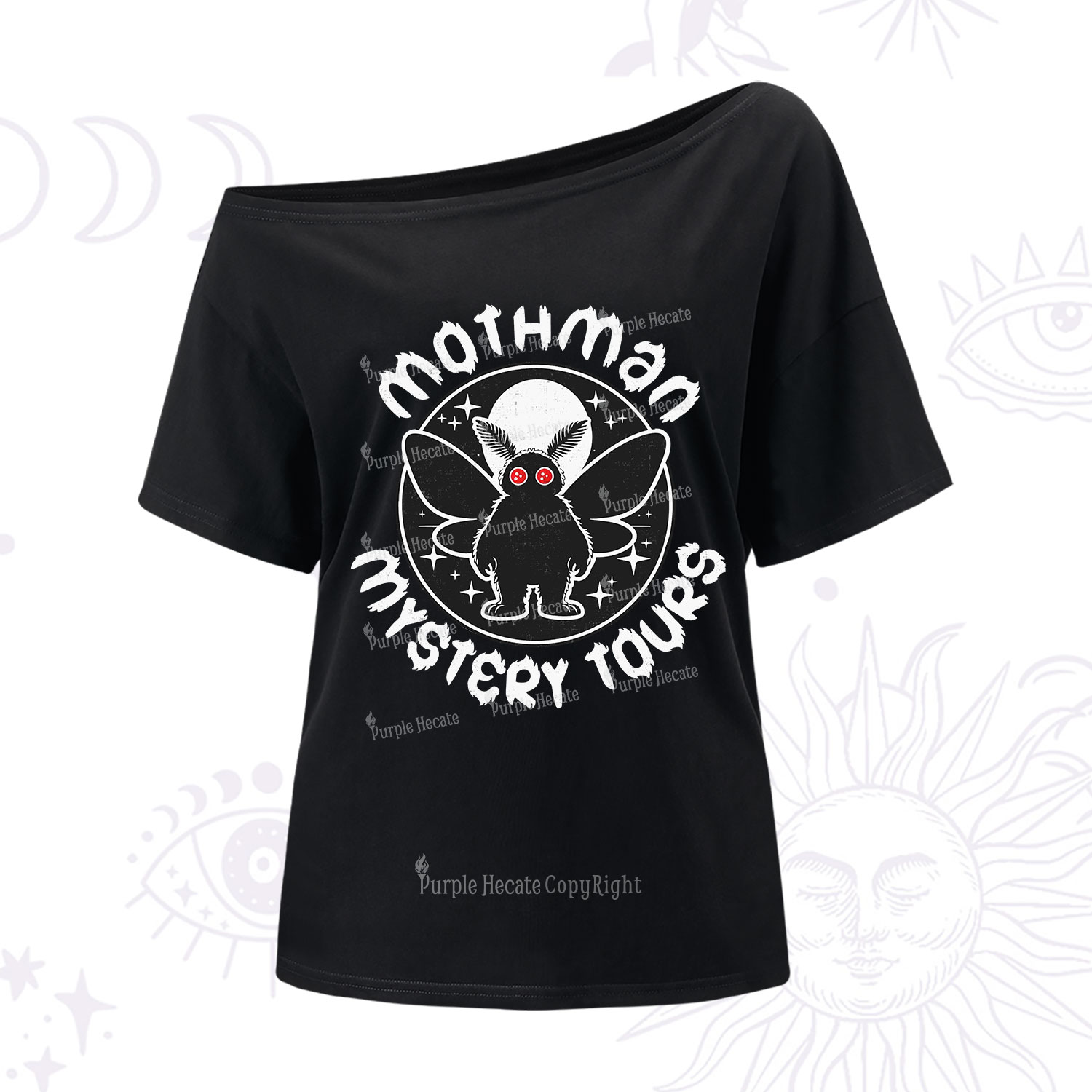 Purplehecate Mothman Mystery Tours One Shoulder T-Shirt