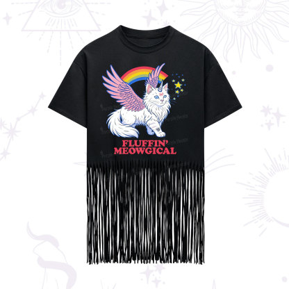 Purplehecate Fluffin Meowgical Fringe Hem T-Shirt