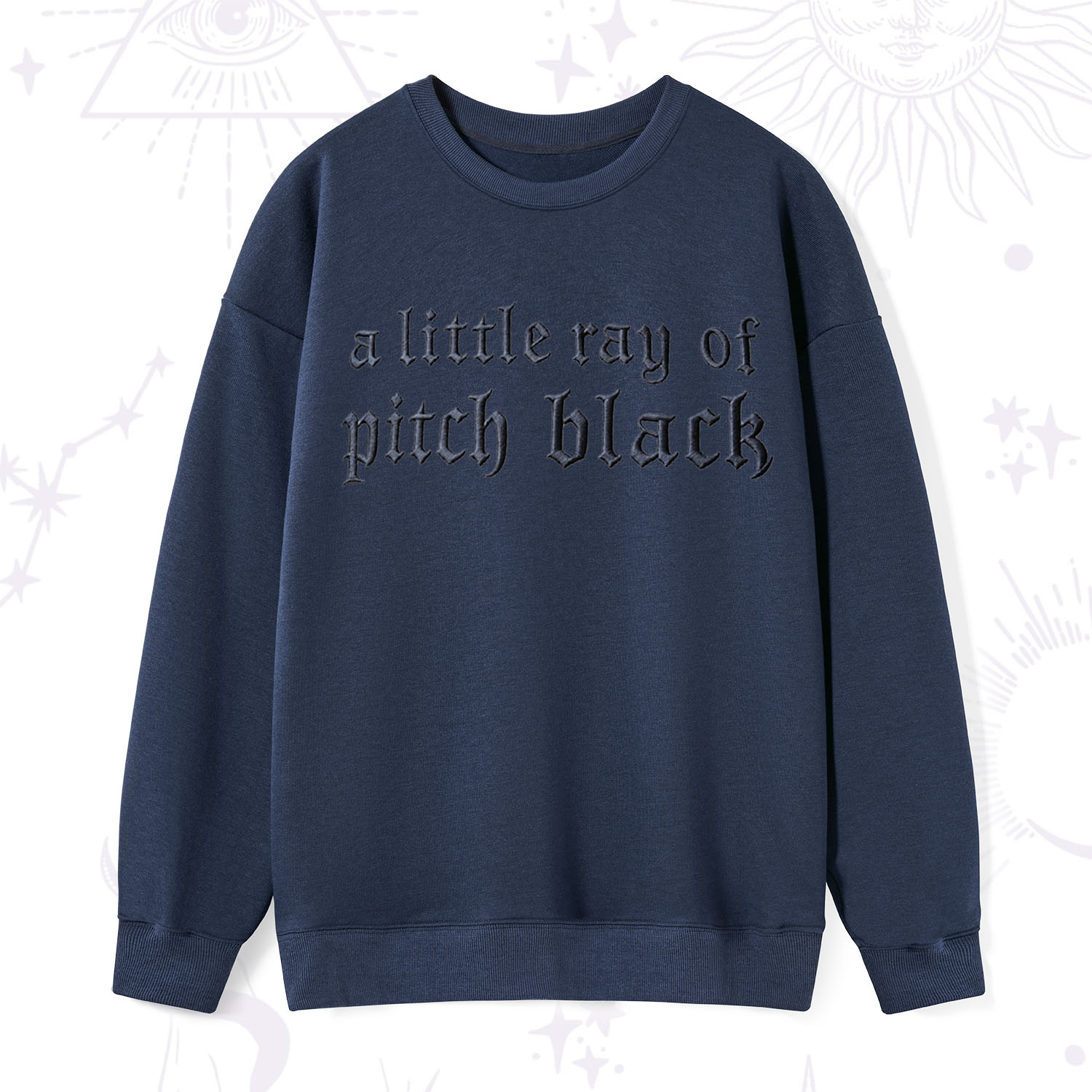 Purplehecate A Little ray of Pitch Black Embroidered Sweatshirt