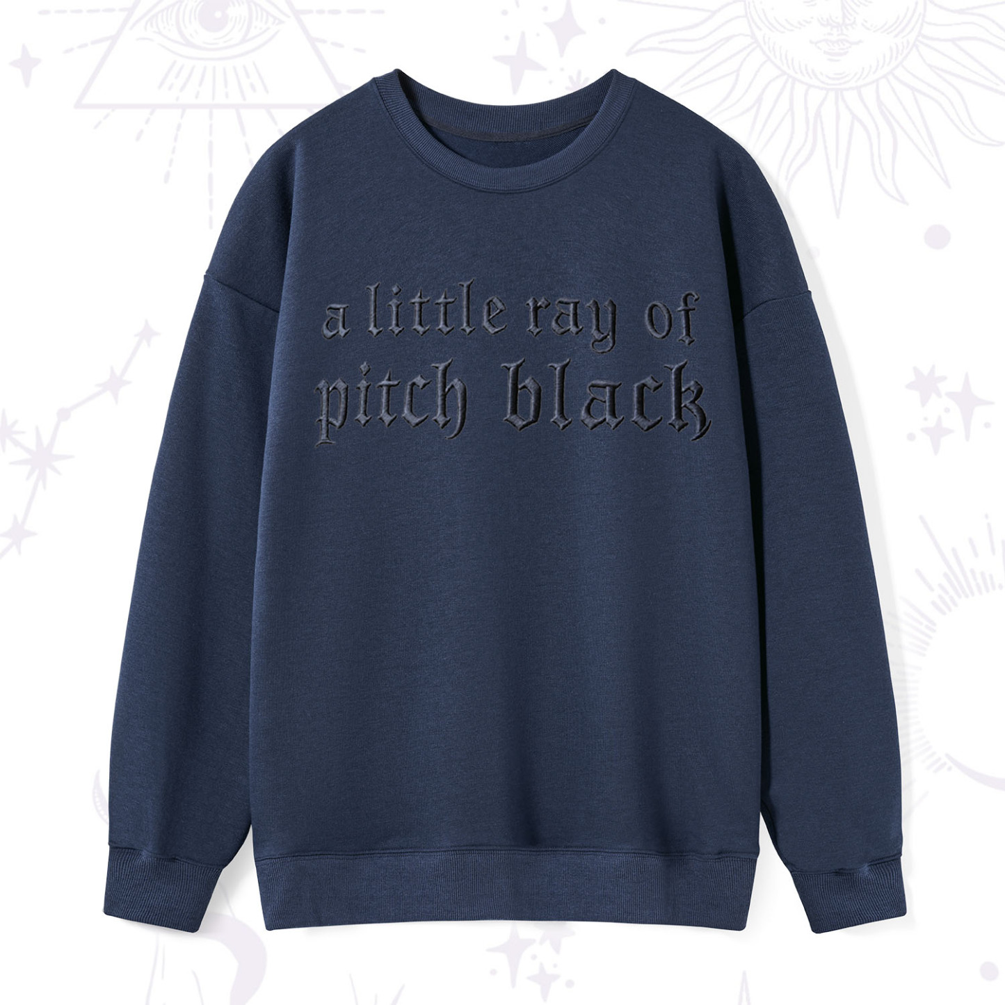 Purplehecate A Little ray of Pitch Black Embroidered Sweatshirt