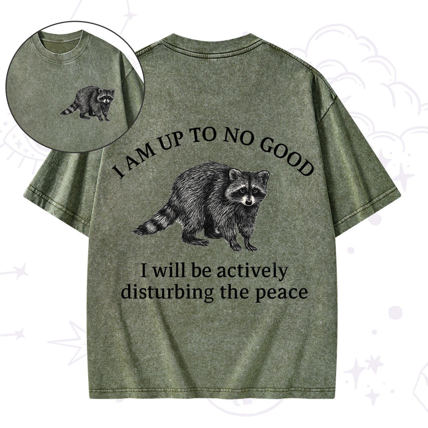 Purplehecate Trash Raccoon Backyard Wildlife Washed T-Shirt