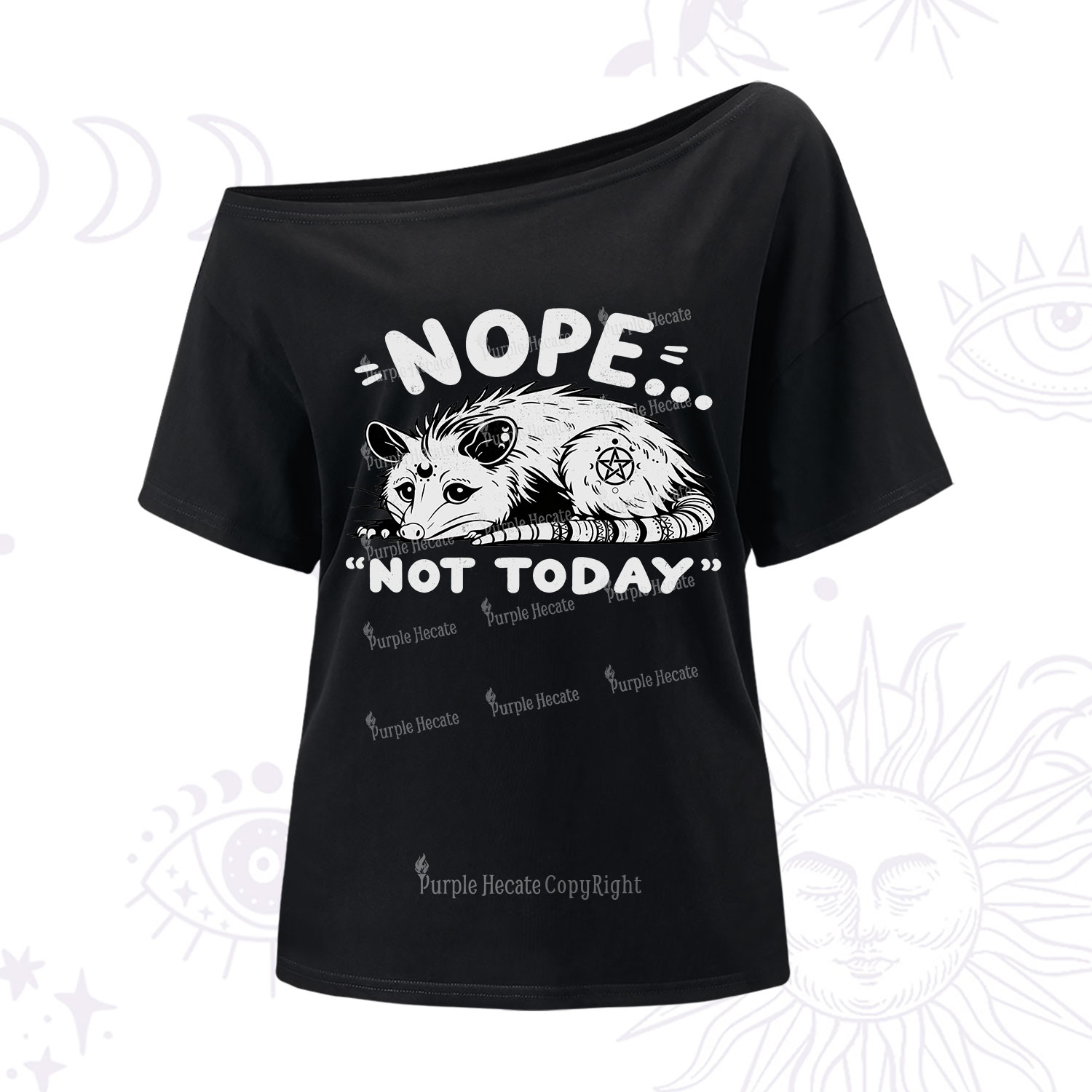Purplehecate Not Today Possum One Shoulder T-Shirt