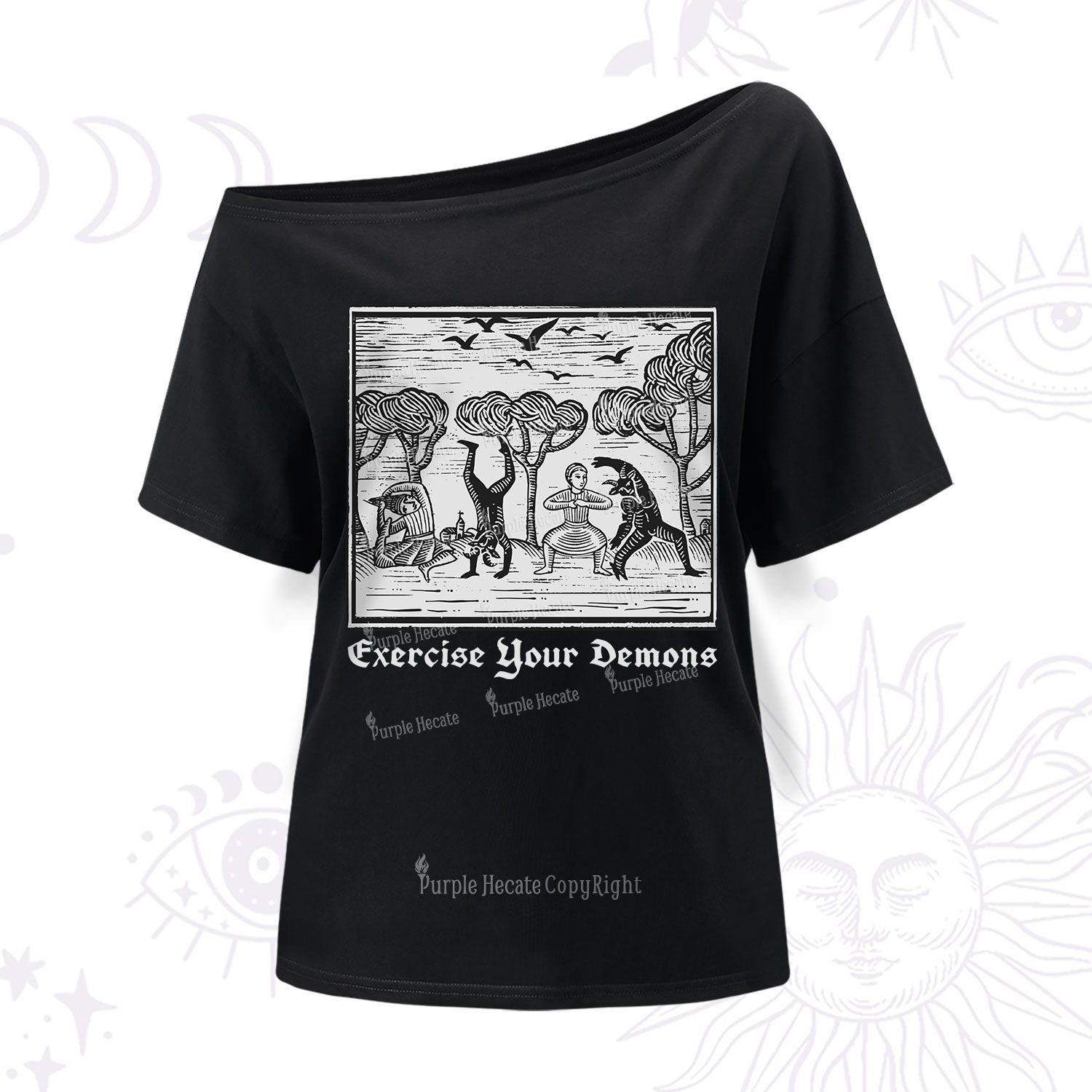 Purplehecate Exercise Your Demons One Shoulder T-Shirt