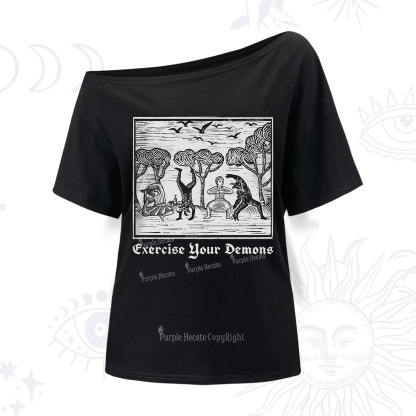 Purplehecate Exercise Your Demons One Shoulder T-Shirt