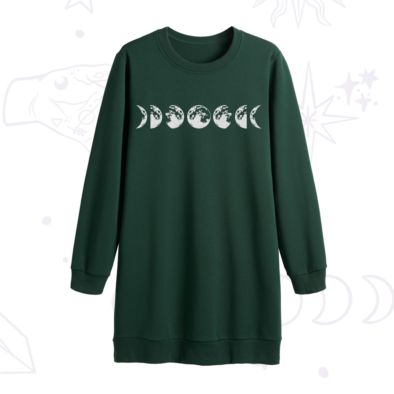 Purplehecate Moon Phases Sweatshirt Dress