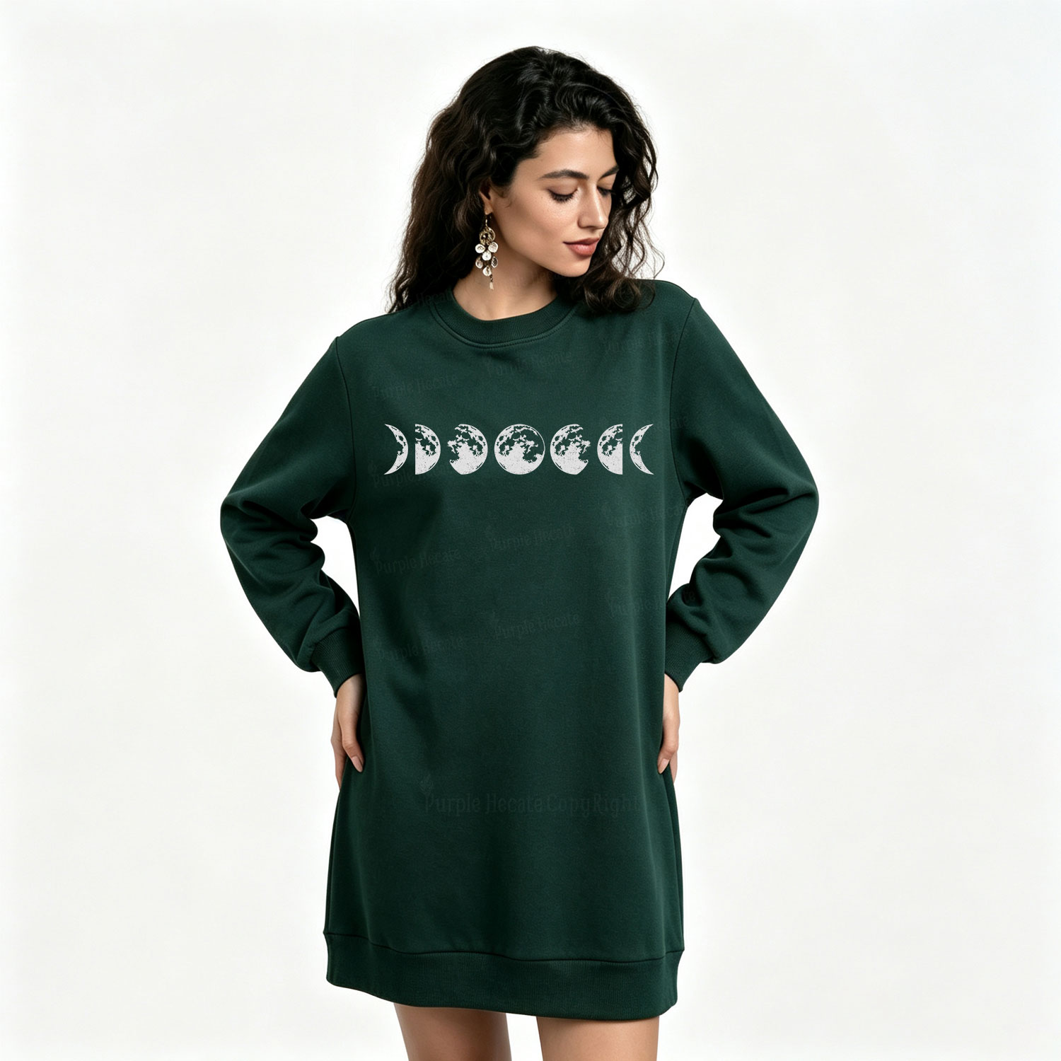 Purplehecate Moon Phases Sweatshirt Dress