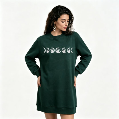 Purplehecate Moon Phases Sweatshirt Dress