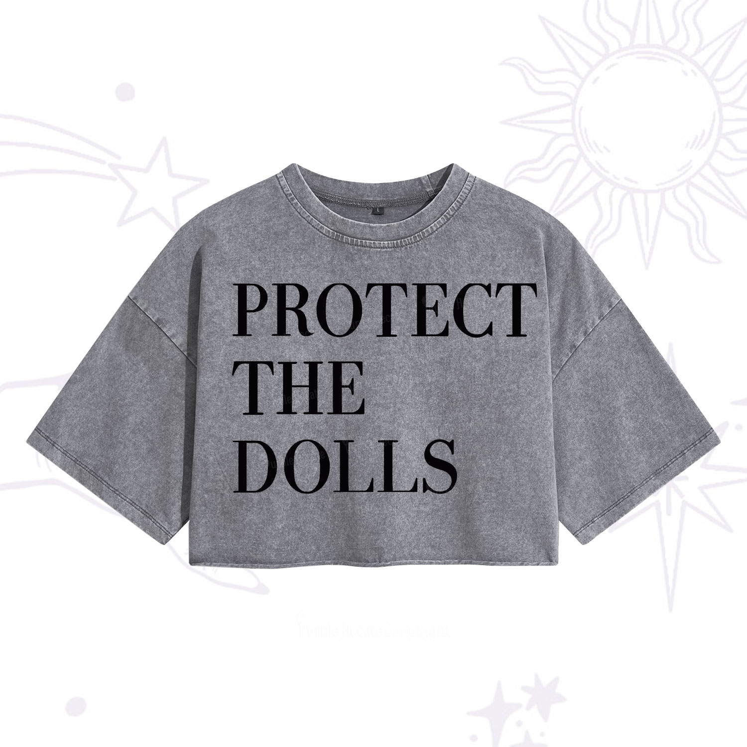 Purplehecate Protect The Dolls Washed Cropped T-Shirt