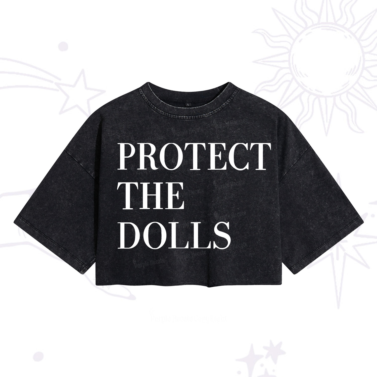 Purplehecate Protect The Dolls Washed Cropped T-Shirt