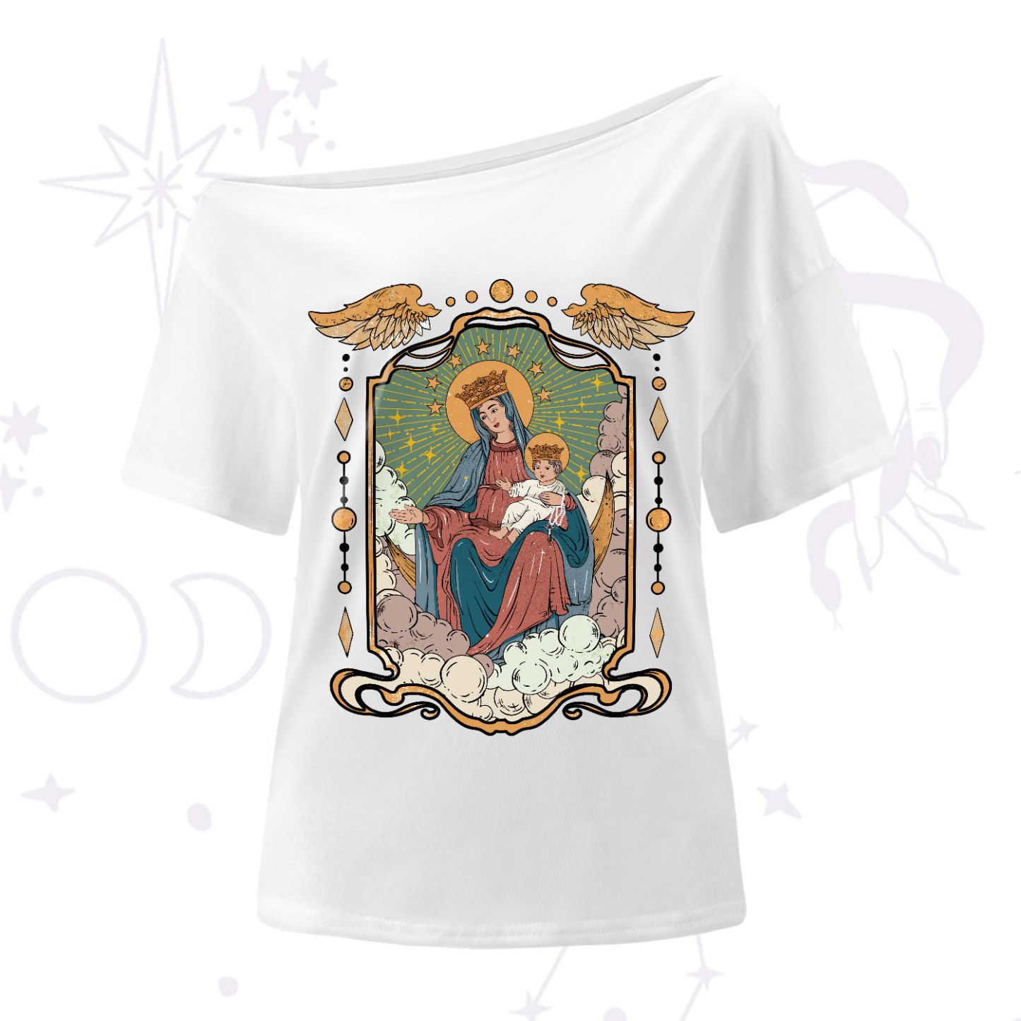 Purplehecate The Lady Of the Rosary One-Shoulder T-Shirt