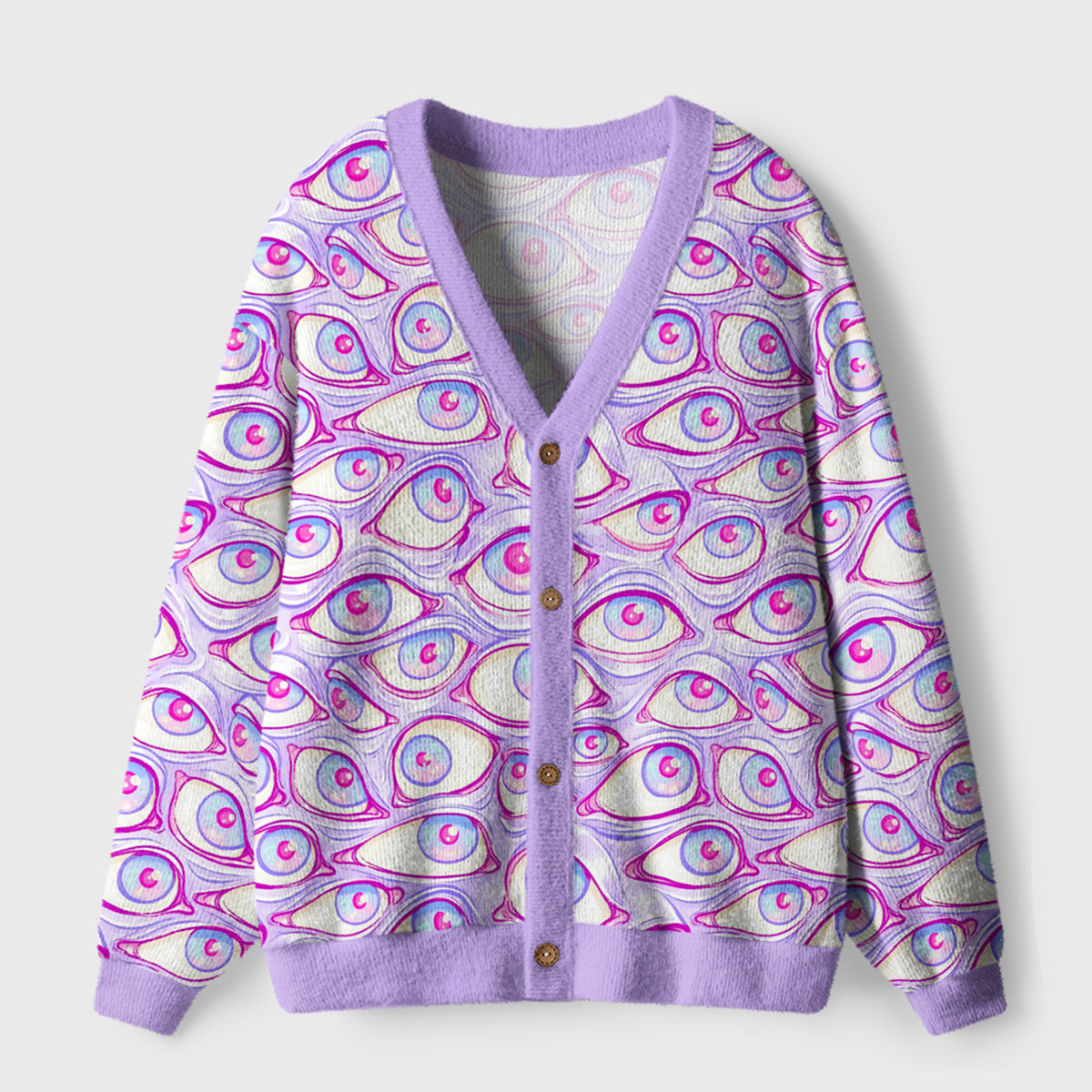 Purplehecate Lavender Dream Eyes Ugly Cardigan Sweaters