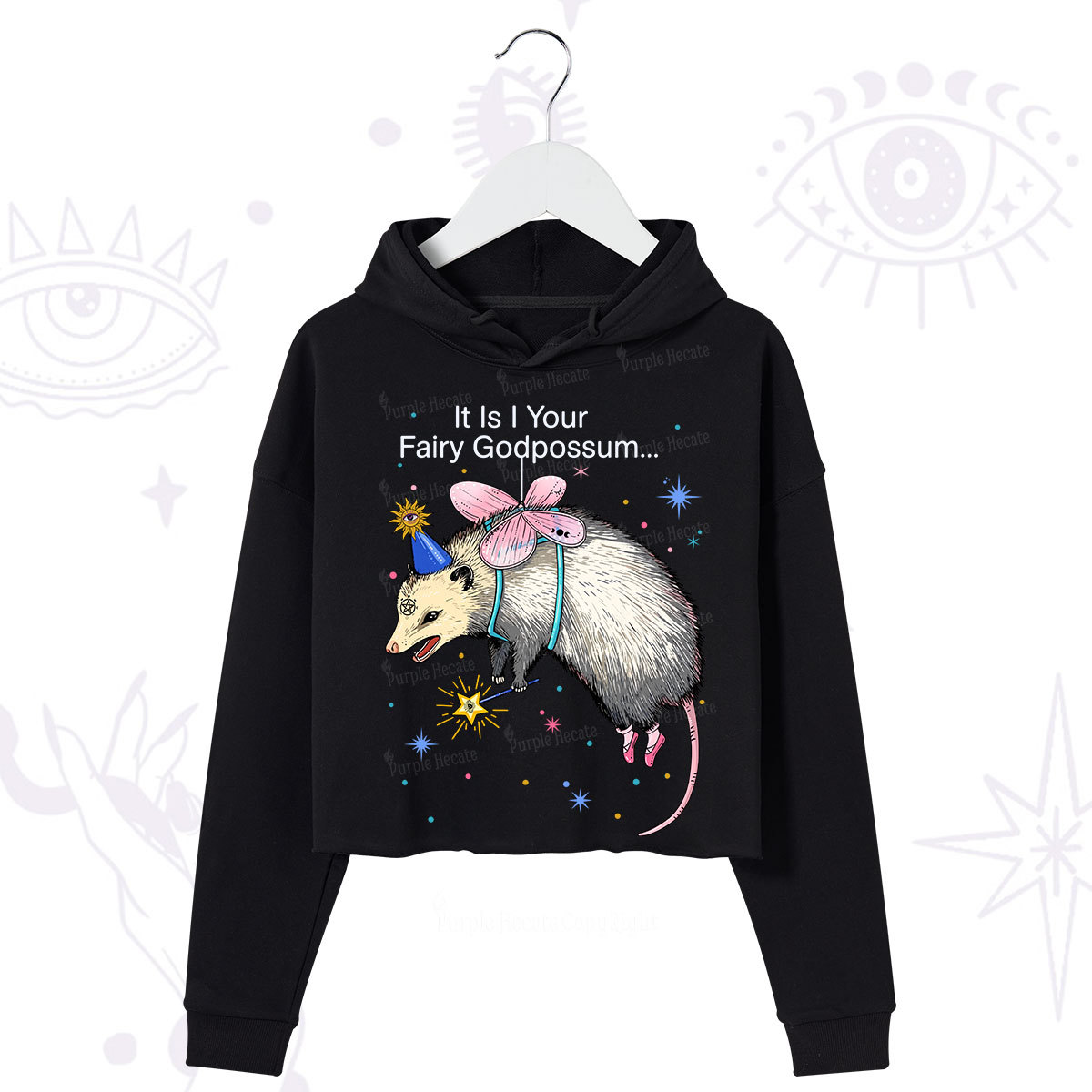 Purplehecate It Is I Your Fairy Godpossum Crop Hoodie