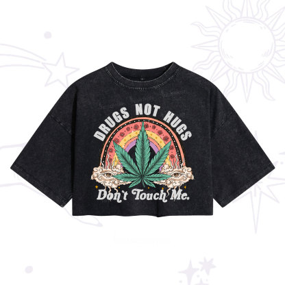 Purplehecate Drugs Not Hugs Washed Cropped T-Shirt