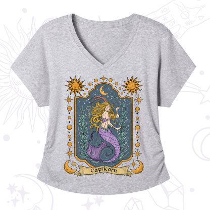 Purplehecate Capricorn Zodiac V-Neck T-Shirt