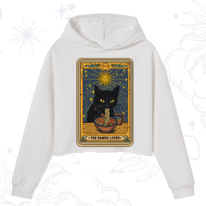 Purplehecate The Ramen Lover Cat Tarot Crop Hoodie