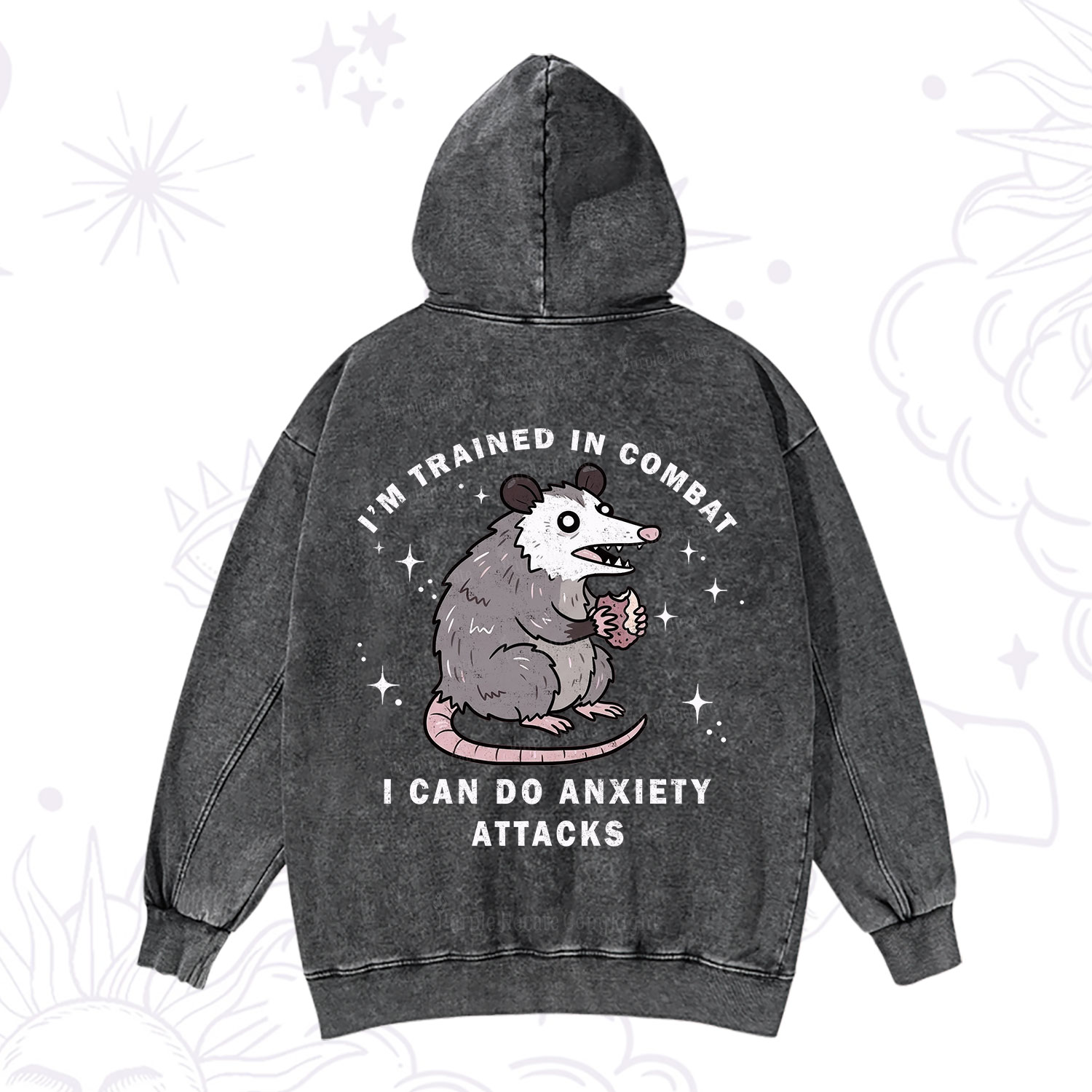 Purplehecate Anixety Attack Opossum Washed Hoodie