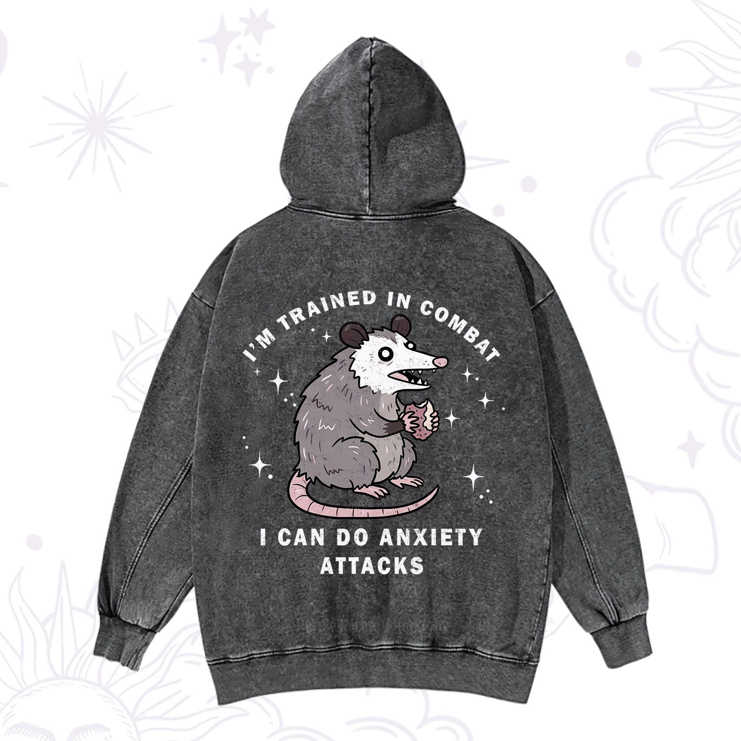 Purplehecate Anixety Attack Opossum Washed Hoodie
