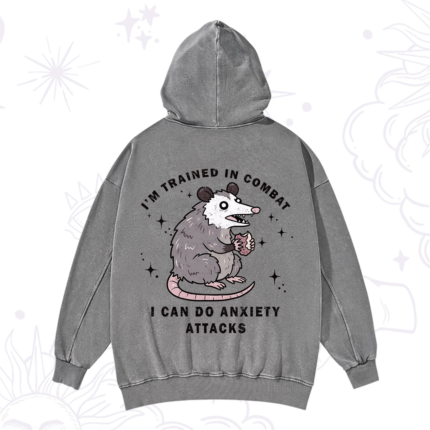 Purplehecate Anixety Attack Opossum Washed Hoodie