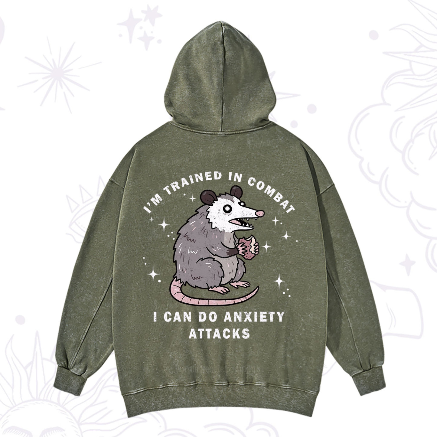 Purplehecate Anixety Attack Opossum Washed Hoodie