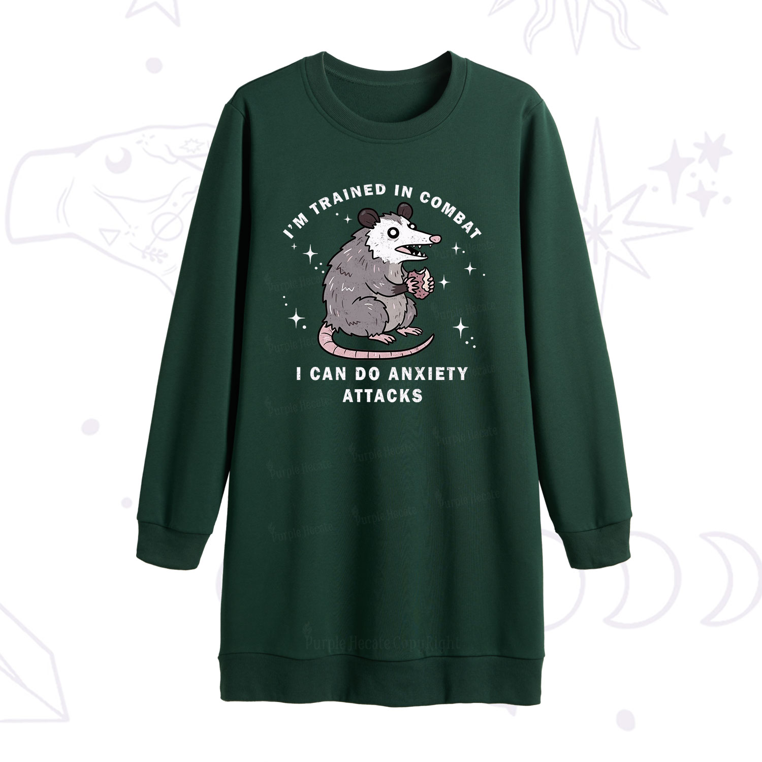 Purplehecate Anixety Attack Opossum Sweatshirt Dress